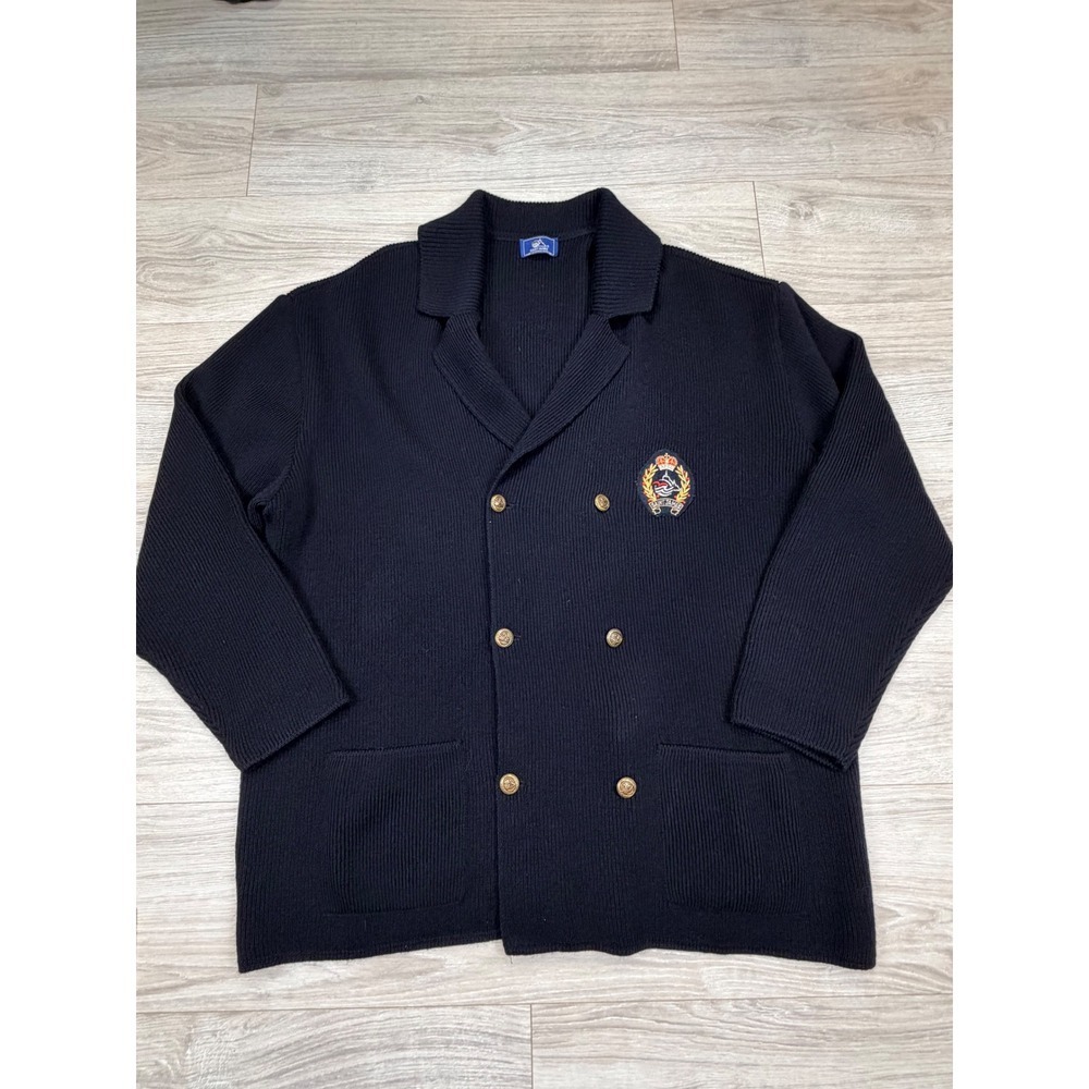 Saint James Mens Navy Wool Double Breasted Cardigan Sweater XXL Vintage‎